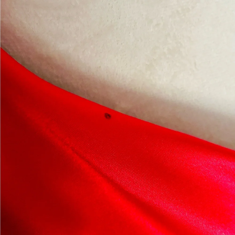 Vintage Jessica Howard Sz 6 One Shoulder Red Satin Bow and Black Velvet Dress - Picture 10 of 16